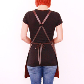 Leather apron BUFFALO for ladies cognac